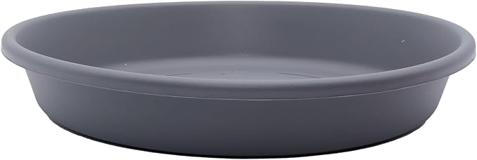 The HC Companies 17.5 Inch Round Plastic Classic Plant Saucer - Indoor Outdoor Plant Trays for Pots - 17.5"x17.5"x3" Warm Gray
