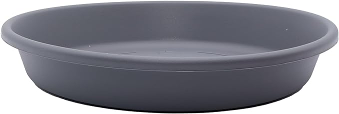 The HC Companies Flower Pot Saucers - Plastic Plant Saucer for Outdoors & Indoors - Traditional Design Plant Pot Trays for Water Drainage - Durable & Stylish Round Plant Tray (14-inch Warm Gray)