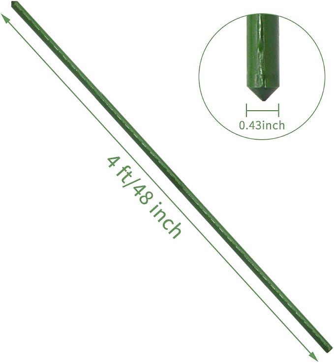 Sturdy Metal Garden Plant Stakes 4 Ft Plastic Coated Steel Plant Sticks,Pack of 25