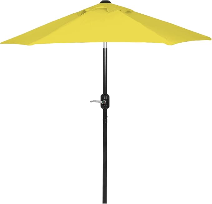 6 Ft Outdoor Patio Umbrella, 6 Foot Patio Table Umbrella, Easy Open/Close Crank and Push Button Tilt Adjustment - Yellow
