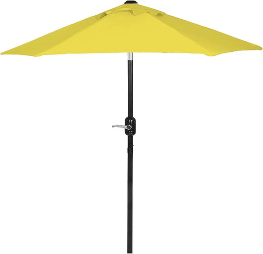 6 Ft Outdoor Patio Umbrella, 6 Foot Patio Table Umbrella, Easy Open/Close Crank and Push Button Tilt Adjustment - Yellow