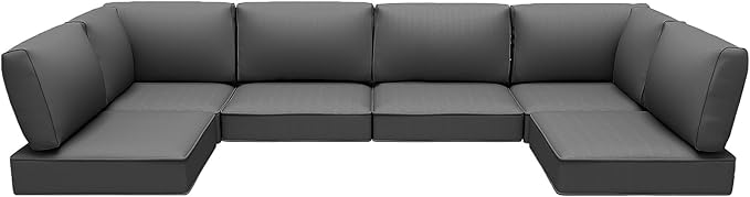 Outdoor Replacement Cushions for Patio Furniture,Water-Resistant Sofa Cushion for Rattan Wicker Sectional Patio Conversation Sets,14-Piece Outdoor Couch Cushion, Grey