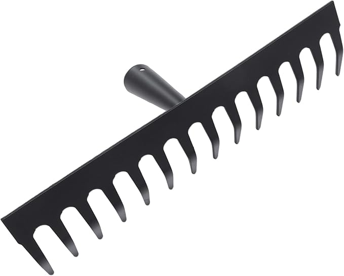 Heavy-Duty Metal Rake Head, 14-Tine Rake Head for Lawn Care, Replacement Rake Head for Leveling Soil and Clearing Debris