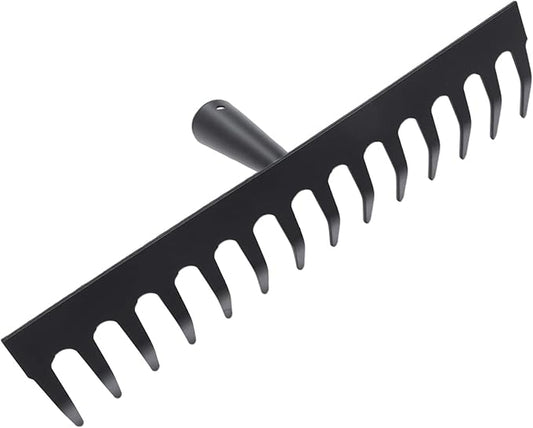 Heavy-Duty Metal Rake Head, 14-Tine Rake Head for Lawn Care, Replacement Rake Head for Leveling Soil and Clearing Debris