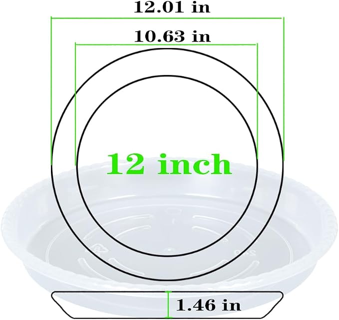 OVZILKI Plant Saucer 6 Pack of 12 inch, Clear Plastic Flower Plant Pot Saucer, Heavy Duty Plant Drip Trays Saucers for Indoor, Plant Water Tray for Planters