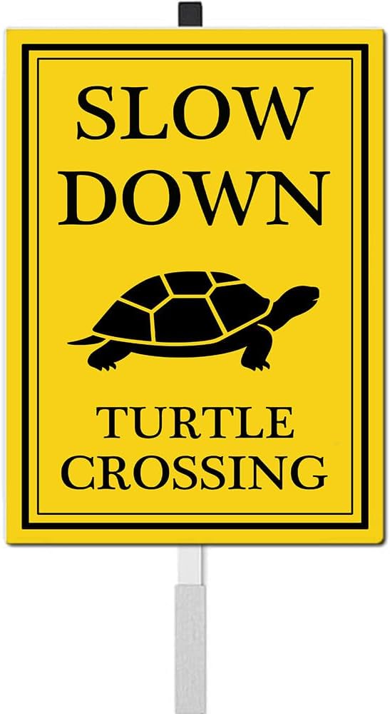 Turtle Crossing Sign With Stakes Slow Down Sign For Neighborhoods Reflective Rustproof Aluminium Yard Garden Stake Caution Sign Farm Lawn Walkway Decorations Animal Signs 8X12 IN