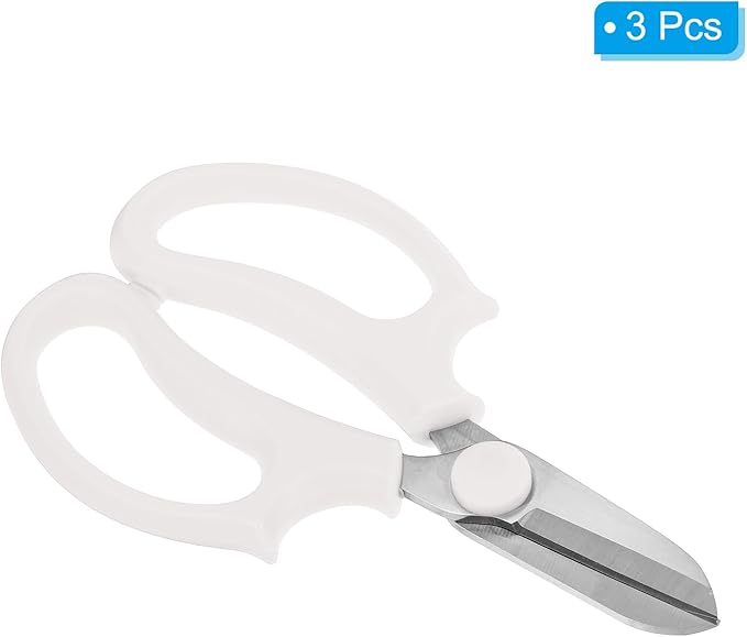 PATIKIL Floral Scissor, 3 Pcs Garden Scissors Floral Shears Gardening Pruning Shears Scissors with Comfort Grip Handle for Plants Trimming, White