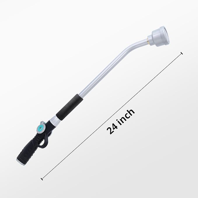 QUOBAS 24" Watering Wand with Interchangeable Spray Head, Garden Hose Sprayer Nozzle with Shower & Mist Modes, Thumb Control Long Reach Hose Nozzle for Plants & Lawn
