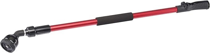 Dramm Telescoping RainSelect Rain Wand – 9 Pattern Adjustable Spray Head, One Touch Thumb Valve, Extends 34–55 Inch Aluminum Watering Wand for Garden Hose – Red