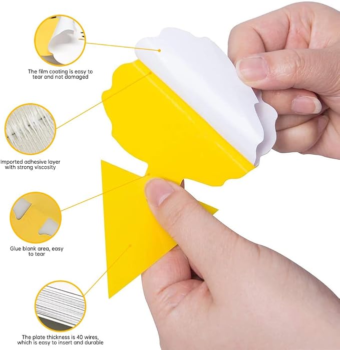 Yellow Fruit Fly Sticky Trap 136 Pack- Gnats Insect Traps for Indoor Outdoor, Double-Sided Sticky Insect Catchers Fungus, Fruit Flies, Whiteflies, Aphids, Leaf Miners