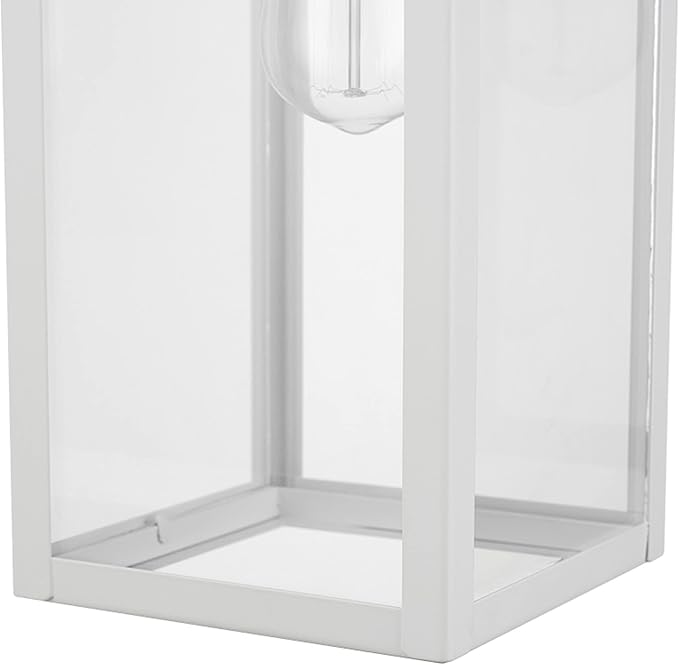 Globe Electric 44836 Bowery 1-Light Outdoor Indoor Wall Sconce, Matte White, Clear Glass Shade