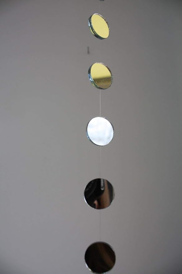Mirror Garland Strand, Real Mirror Suncatcher, Hanging Garden Sun Catcher Mobile, Patio Decor, Window Sun Catcher, 50 Double Sided Glass Mirrors, 48 Inch Strand