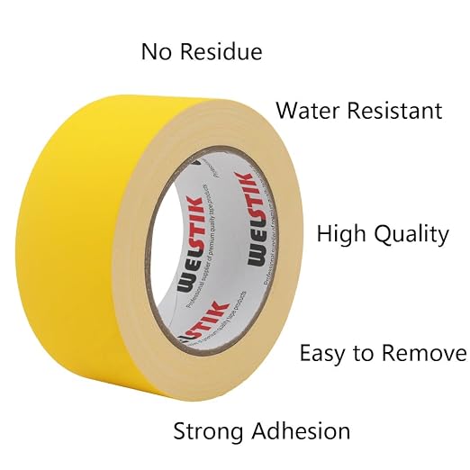 WELSTIK 2 Pack Gaffer Tape Yellow,2" X 33 Yards-10% Longer-Heavy Duty Gaffer Floor Tape Matte Finish for Film Schools, Box-Sealing,Non-Reflective Easy to rip