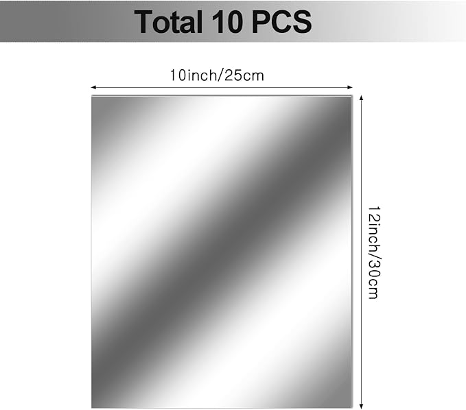 Zonon Flexible Mirror Sheets Self Adhesive Non Glass Mirror Tiles Stickers for Home Wall Decor(10 Pieces,10 x 12 Inches)