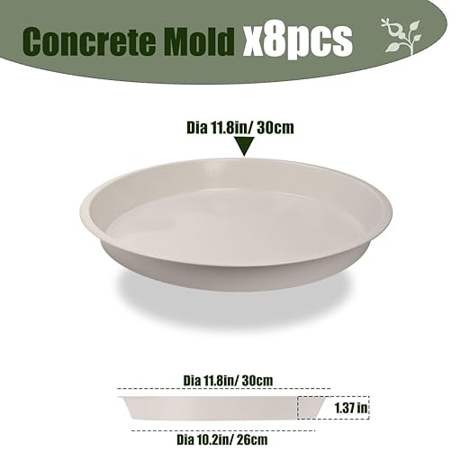 8 Pcs Stepping Stone Mold, Round Plastic Paver Molds for Concrete, Dia 11.8in/ 1.37 in Depth Cement White Tray, Reusable DIY Form for Paving Garden Path, Walkway, Patio, Outdoor Landscaping