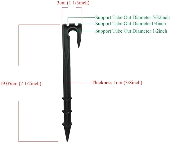 28PCS Soaker Hose Stakes Garden Hose Stake Hose Holder Stake Hose Guide Stake Water Hose Stake1/2inch 1/4inch 5/32inch Black