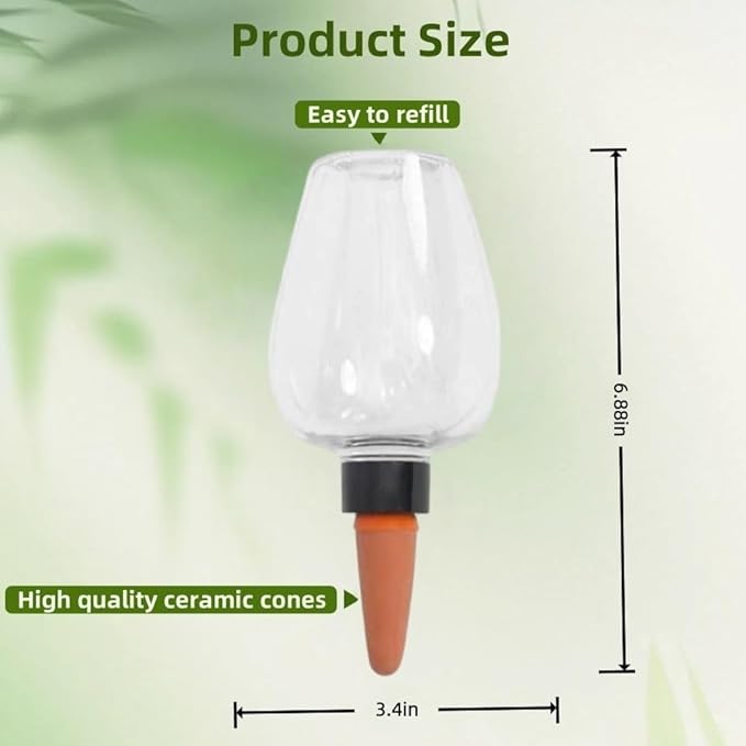 Self Watering Globes with Slow Release & Top Fill, 12.3 oz Automatic Watering Bulbs for Indoor & Outdoor Plants - Keep Plants Alive While on Vacation (Clear-4 Pack)