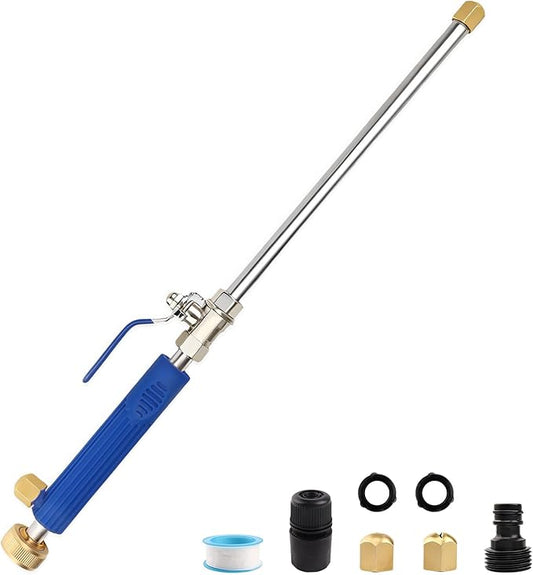 High Pressure Jet Hose Nozzle Attachment Wand，Power Washer Hydro Nozzle Attachment,Wand Lance for Gutter Patio Car Pet Window Glass Blue