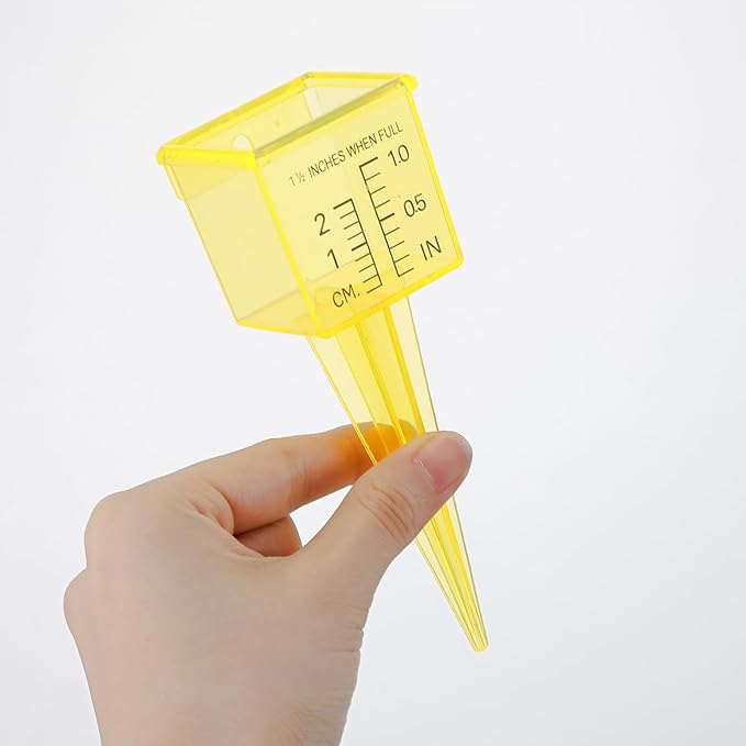 10 Pack Rain Gauges, 1.5" Rain/Sprinkler Gauge for Lawn with Wide Mouth, Accurate Outdoor Rain Gauges Measuring Tool for Yard Garden Deco (Yellow)