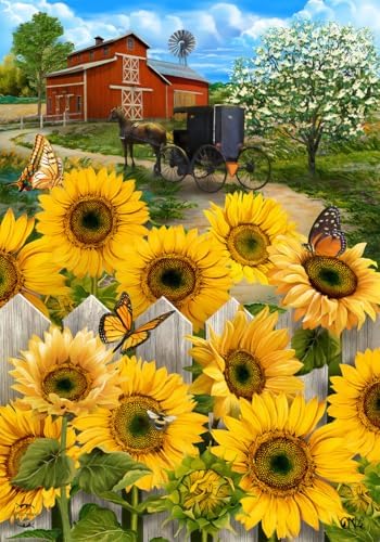 Briarwood Lane Country Sunflowers Summer Garden Flag Farm Barn Floral 12.5" x 18"