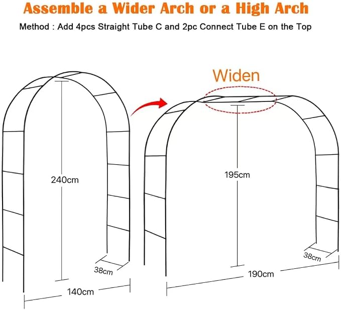 Mr.Ton 7.8ft White Wedding Arches, Bridal Party Decoration, Indoor Wedding Arch, Garden Arch Trellis for Climbing Plant Outdoor, 7.8Ft Wide x 6.4 Ft High