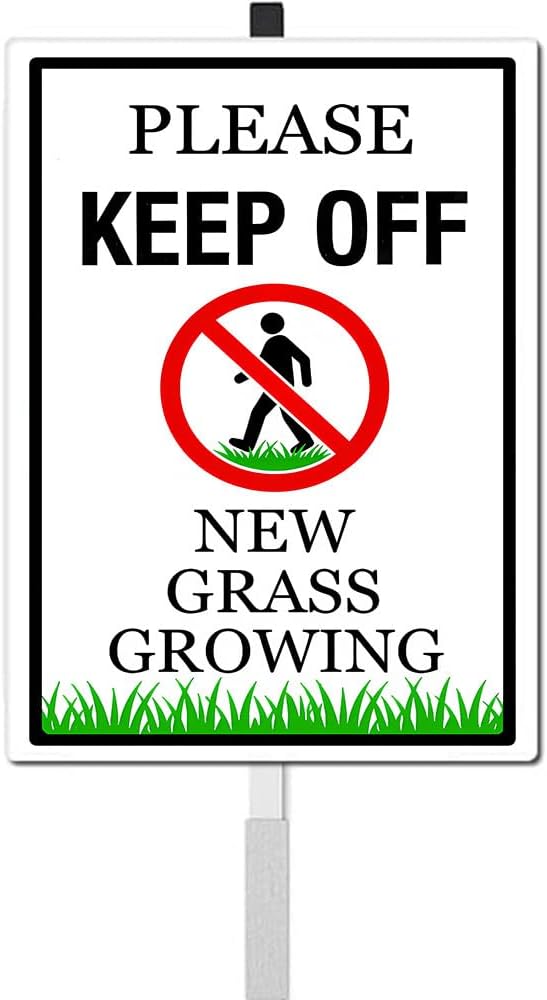 New Grass Growing Please Keep Off Yard Sign With Stakes Rustproof Reflective Aluminum Stay Off Grass Lawn Sign Stand for Home Garden Lawn Outdoor 8x12 In