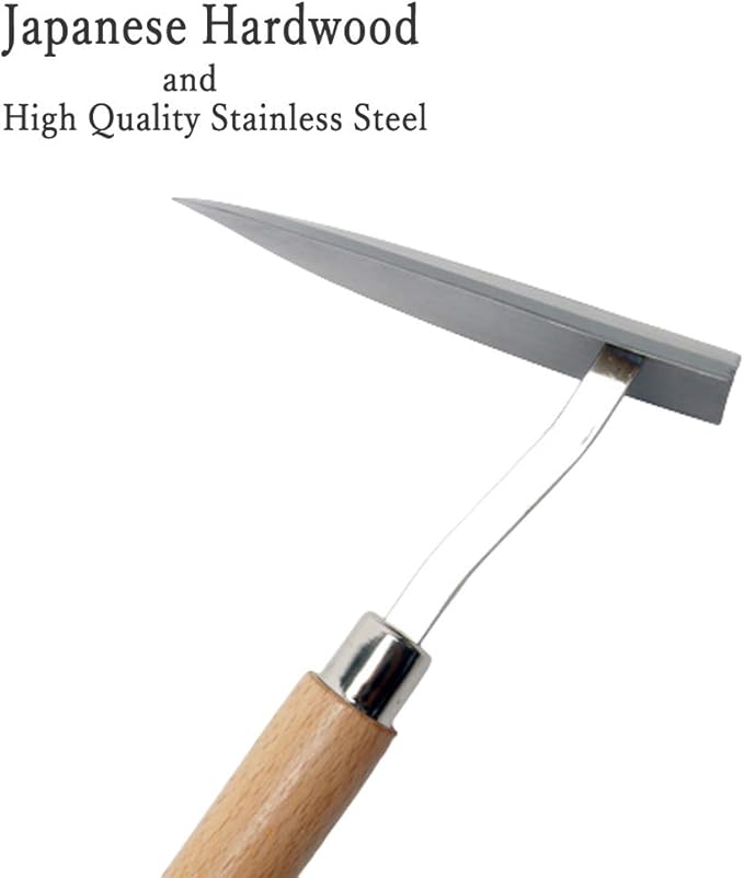 Japanese Stainless Steel Triangle Hoe – Made in Japan Hand Weeding Tool, Sharp Durable Garden Hoe with Ergonomic Grip