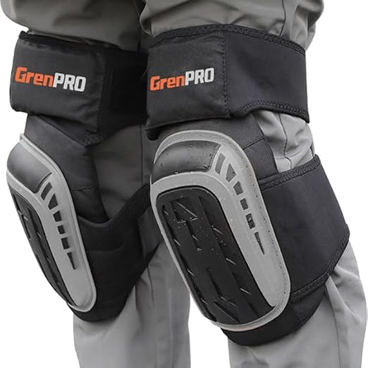 GRENPRO Professional Knee Pads for Work,Heavy Duty Thick Foam Knee Pads Tools, Knee Pad with Soft Gel Cushion for Construction, Work, Flooring, Gardening, Cleaning, Tiling,Gray