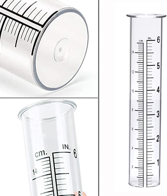 BIUWING 6 inch Rain Gauge Replacement Tube Glass for Yard Garden and Outdoor Home, with Tube Brush, Best Rated,2 Packs