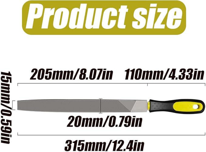 8in Flat Mill File, Smooth Blade with Ergonomic Handle, Metal File Sharpening Tool for Drills, Lawn Mower Blade, Garden Shears and so on (1 Pack)