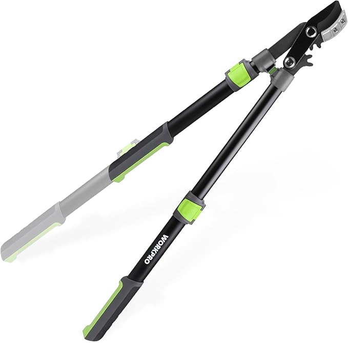 WORKPRO Extendable Anvil Lopper with Geared Mechanism, 25-37"" Branch Cutter with 1.6"" Cutting Capacity, Heavy Duty Garden Tree Trimmer with Steel Blade