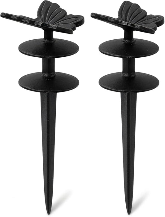2 Pack 10.63 Inch Butterfly Shaped Cast Iron Garden Stakes Solid Yard Decor Hose Guides for Garden Stable Hose Holders for Outside Lawn Flower Bed Layout