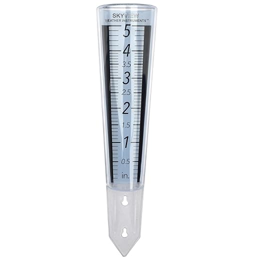 Skyview HD Rain Gauge, Easy-View Scale and Numbers, 5-inch Capacity - Includes Mounting Hardware