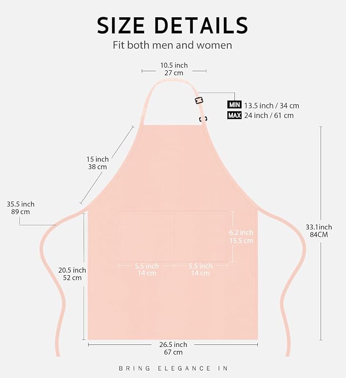 Syntus Apron for Men Women, Adjustable Cooking Kitchen Chef Aprons with 2 Pockets