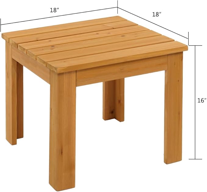 Patio Coffee Bistro Side Table,Indoor Outdoor Small Wooden Square Side/End Table,Sofa Bedside Table Nightstand,Modern Wood Bedside Table,with Waterproof Frame,for Garden Yard Lawn Balcony (Natural)