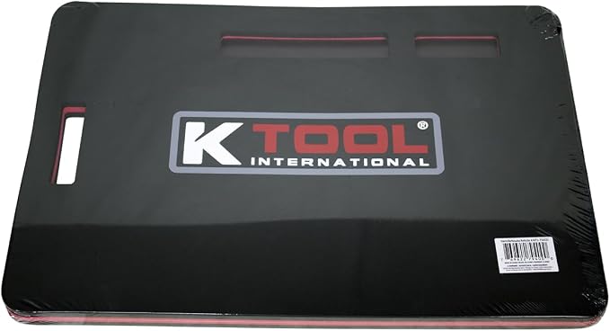 K Tool International 79400 24" X 16" Foam Kneeling Pad for Garages, Repair Shops and DIY, 1.13" Thick, Anti-Slip, Oil Proof and Solvent-Resistant, Built-in Handle, Magnetic Groove, Black/Red