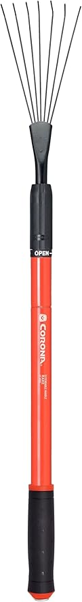 Corona GT 3050 Extendable Handle Rake, Extends reach to 34 inches, Red, 18"-36"