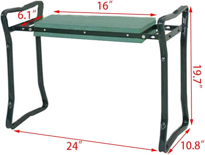 LABLT Garden Kneeler Seat Stool Bench Portable Folding Stool EVA Foam Pad with Tool Bag Pouch
