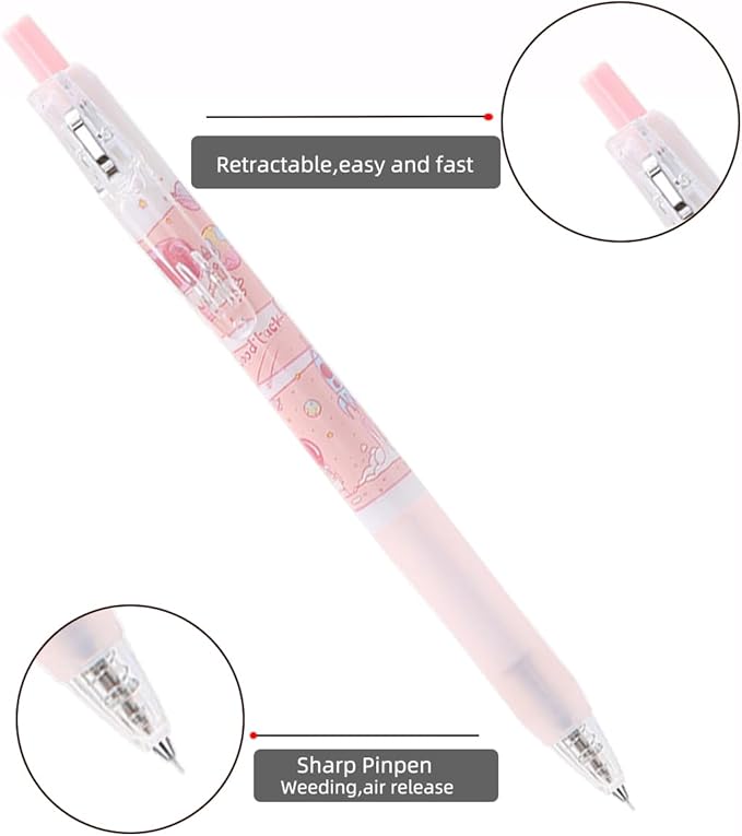 6 Pieces Pin Pen Weeding Tool for Vinyl, Precision Air Release Weeding Pen, Quick Pinpen Vinyl Pen Weeder Pokey Tools (02-Lovely seris)