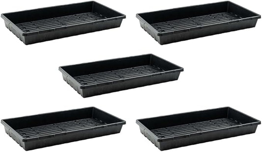 Bootstrap Farmer 5 Pack Seed Starter Trays, 1020 Flat No Holes, Extra Strength 2.0mm Thick Polypropylene for Microgreens & Propagation