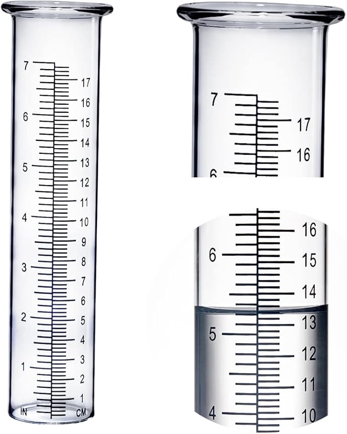 BIUWING Plastic rain Gauge Replacement Tube, 7'' Capacity rain gauges Tubes for Yard Garden Outdoor Home, Best Rated, No Frost Freeze Crack, Not Fragile (2 pcs)