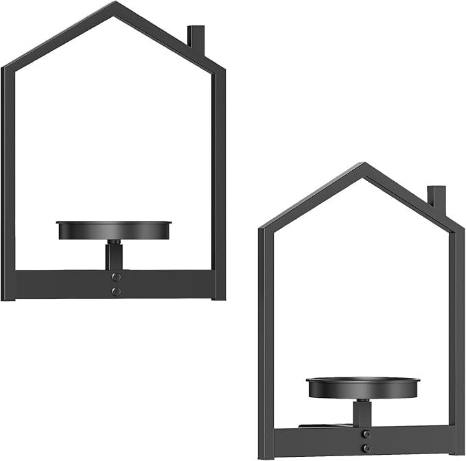 HOOBRO Hanging Planters for Indoor Plants, Wall Plant Holder Set of 2, Plant Hanger Indoor Window Plant Shelves, Metal Frame, Space Saving, for Living Room Outdoor Entryway, Black BK08HJP201
