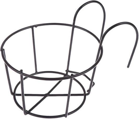 1 Pack Hanging Railing Planters Flower Pot Holders Plant Iron Racks Fence Metal Potted Stand Mounted Balcony Round Plant Baskets Shelf Container Box for Indoor and Outdoor Use-Black,Garden Steel Pots