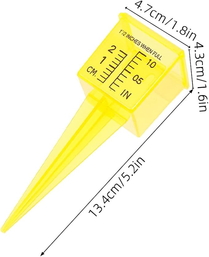 Toyvian Heavy Duty Outdoor Rain Gauge Accurate Plastic Rainfall Measuring Device for Garden Yard Lawn 2-Pack Yellow Rain Gauges with Clear Scale Easy Installation for Weather Monitoring