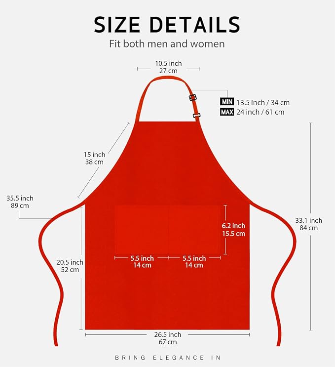 Syntus Apron for Men Women, Adjustable Cooking Kitchen Chef Aprons with 2 Pockets