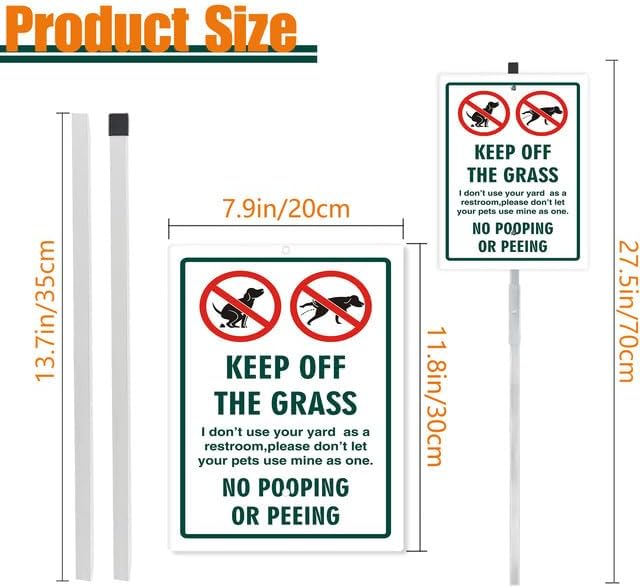 Keep Off The Grass No Pooping Or Peeing Yard Sign With Stake No Dogs Poop Reflective Aluminum Yard Signs Rust Free For Lawn Garden Outdoor Signs (8x12) IN