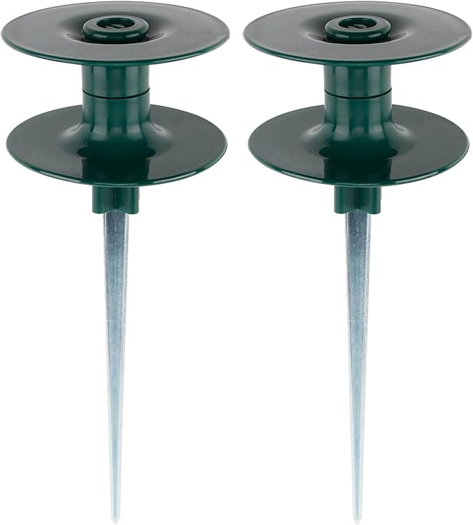 2 Pack Garden Hose Guide Spike, 10 Inch Rustproof Zinc Sturdy Metal Stake, Heavy Spin Top, Keeps Garden Hose Out of Flower Beds, Plant Protection