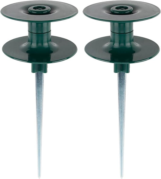 2 Pack Garden Hose Guide Spike, 10 Inch Rustproof Zinc Sturdy Metal Stake, Heavy Spin Top, Keeps Garden Hose Out of Flower Beds, Plant Protection