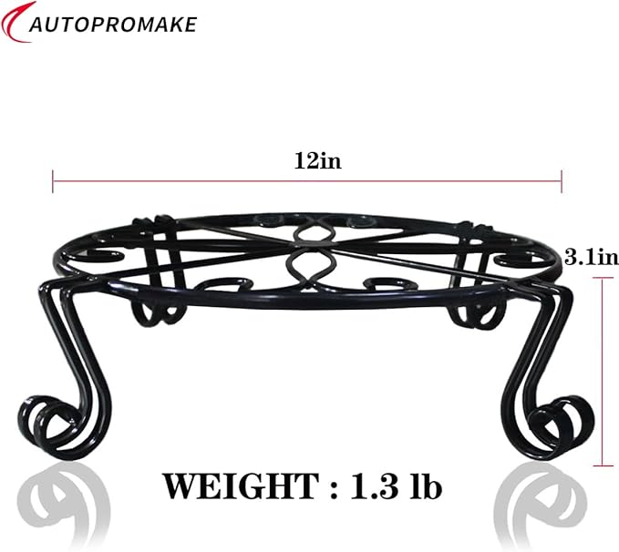 12"x3.1" Black Plant Stand for Flower Pot Heavy Duty Potted Holder Indoor Outdoor Metal Rustproof Iron Garden Container Round Supports Rack for Planter Bronze,Pumpkin Stand Outdoor
