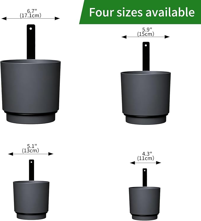 2 Pcs Wall Mounted Hanging Planter Vase for Indoor Outdoor Plants,Modern Metal Wall and Ceiling Hanging Flower Pot with Removable Flower Pot,Minimalist Decor for Herbs Succulents Flowers,6.7Inch,Grey